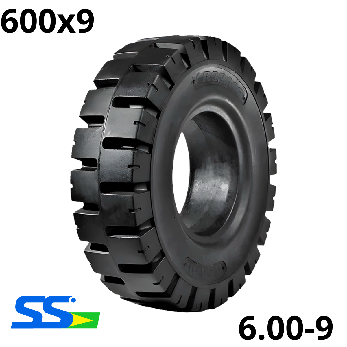 Pneu Maciço 600x9 Rodaco Standard | P/ Em...